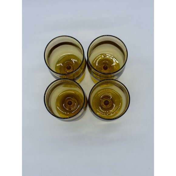 Set of 4 Vintage Sirrus Gold/Amber Libbey Wine/ Goblet Glasses - Picture 3 of 6